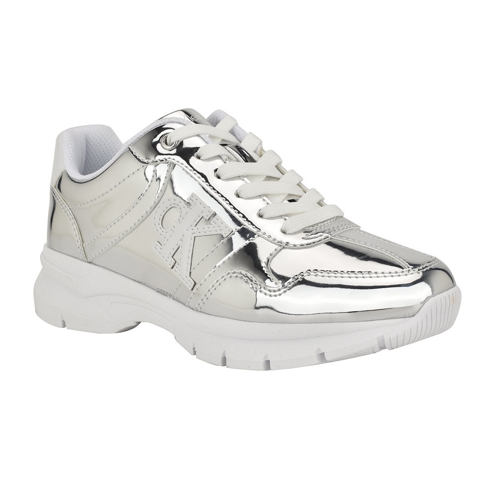 Calvin Klein Women's Metallic Silver Sneakers (New)
